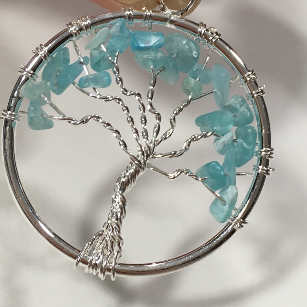 Apatite Tree of Life Pendant - real stones